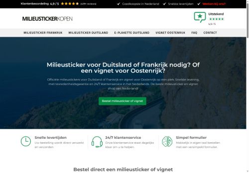 Screenshot van milieustickerkopen.nl