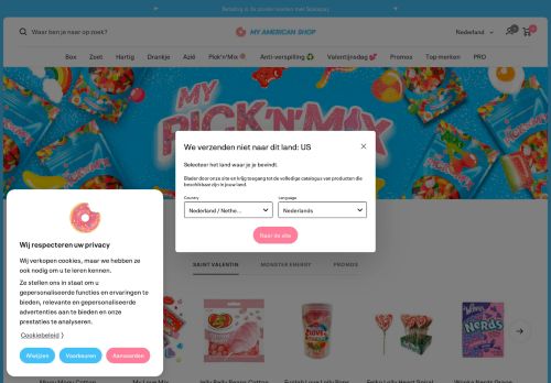 Screenshot van myamericanshop.nl