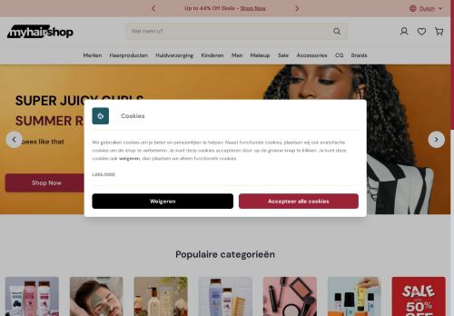 Screenshot van myhairshop.nl