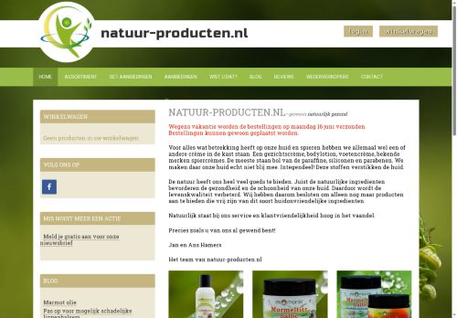 Screenshot van natuur-producten.nl