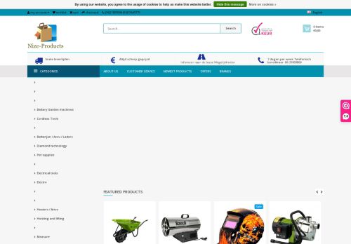 Screenshot van nize-products.nl