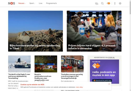 Screenshot van nos.nl