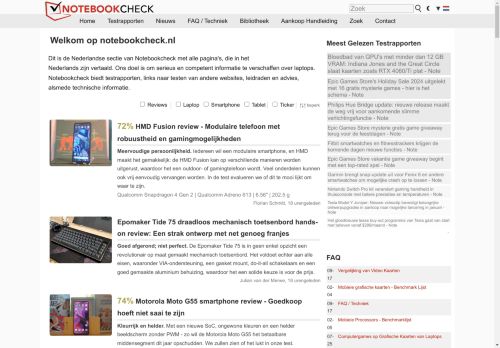 Screenshot van notebookcheck.nl