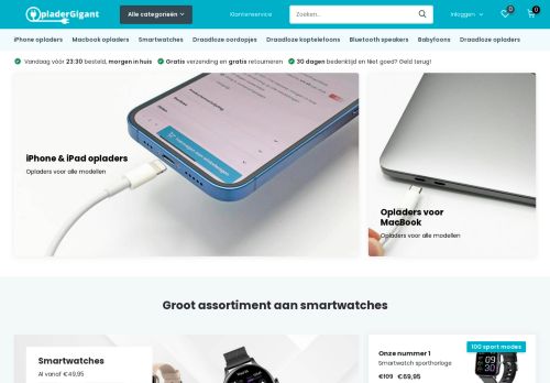 Screenshot van opladergigant.nl