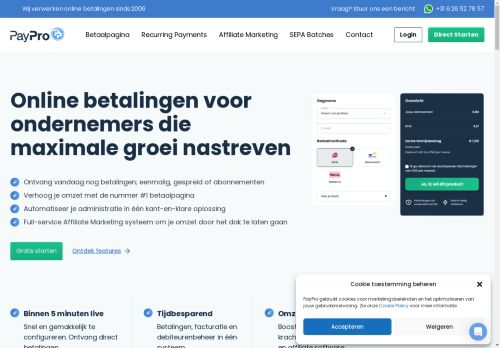 Screenshot van paypro.nl