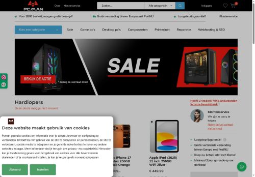 Screenshot van pcman.nl