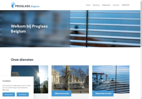 Screenshot van proglass.be