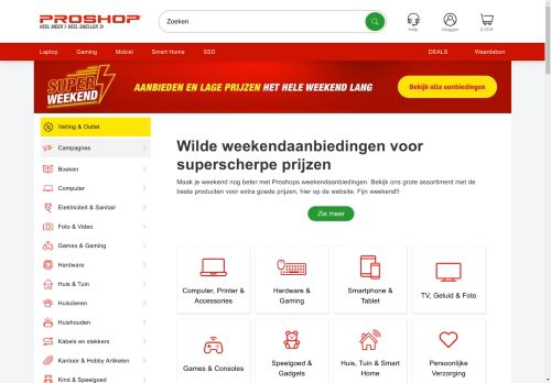 Screenshot van proshop.nl