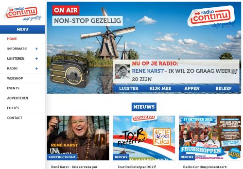 Screenshot van radiocontinu.nl