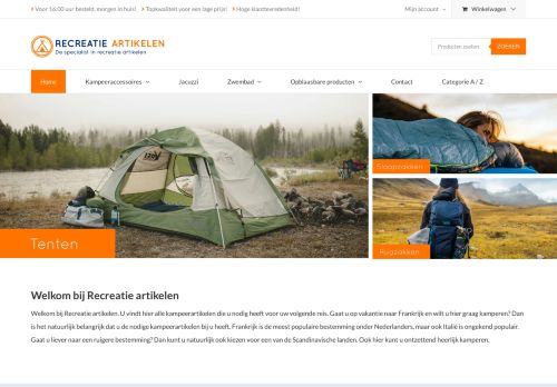 Screenshot van recreatie-artikelen.nl