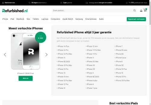 Screenshot van refurbished.nl