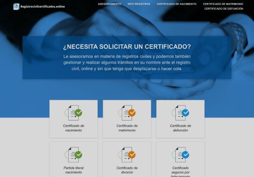 Screenshot van registrocivilcertificados.online