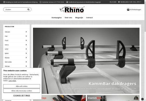 Screenshot van rhinoshop.nl