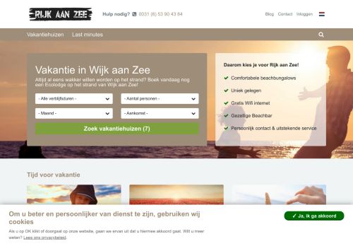 Screenshot van rijkaanzee.nl