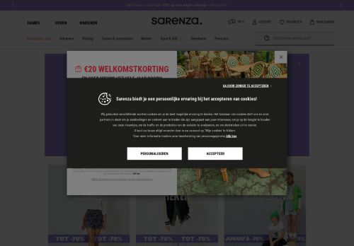 Screenshot van sarenza.nl