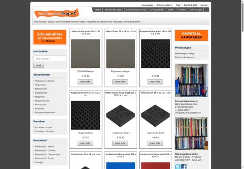 Screenshot van schuimrubbershop.nl