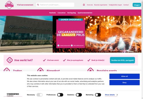 Screenshot van slangenevents.nl