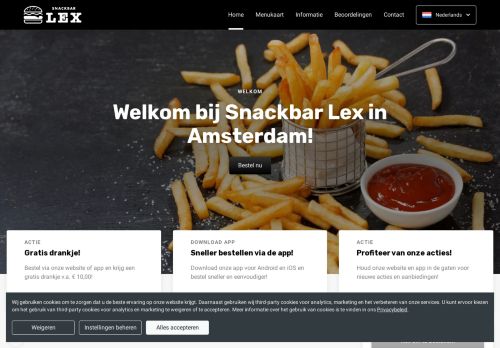 Screenshot van snackbarlex.nl