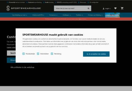 Screenshot van sportswearhouse.nl
