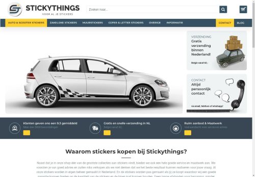 Screenshot van stickythings.nl