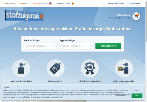 Screenshot van stofzuigerzak.nl