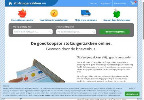 Screenshot van stofzuigerzakken.nu