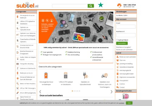 Screenshot van subtel.nl