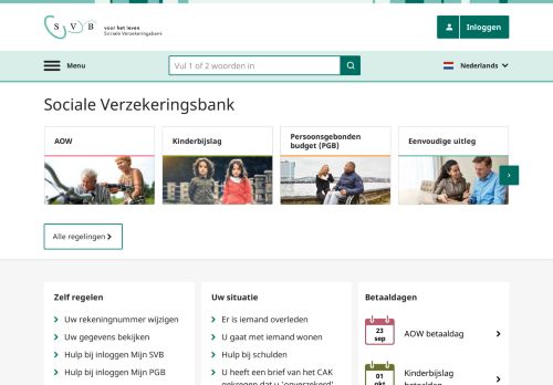 Screenshot van svb.nl