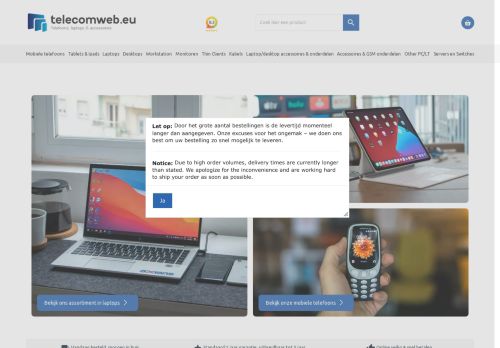 Screenshot van telecomweb.eu