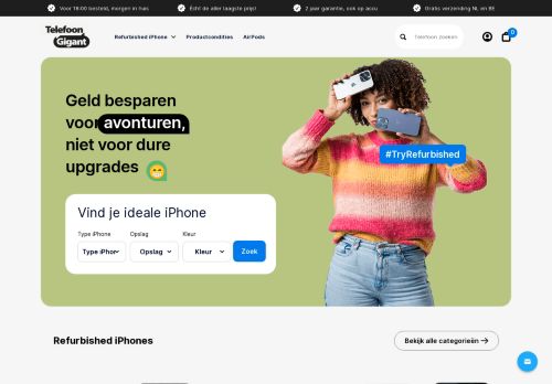 Screenshot van telefoongigant.nl