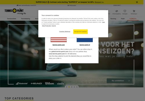 Screenshot van tennis-point.nl