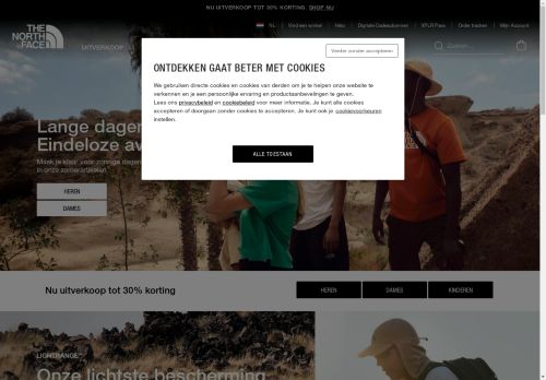 Screenshot van thenorthface.nl