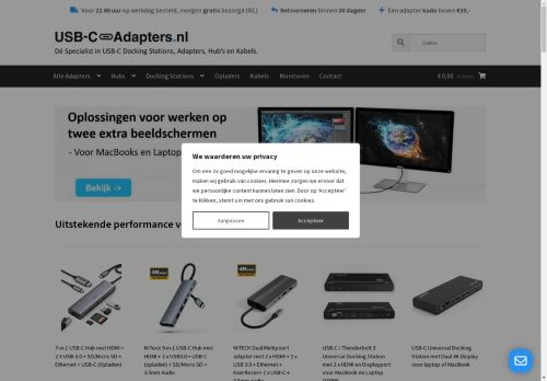 Screenshot van usb-c-adapters.nl