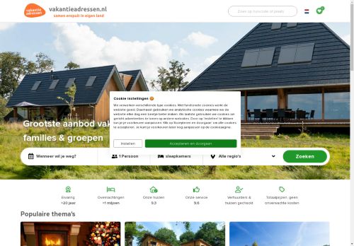 Screenshot van vakantieadressen.nl