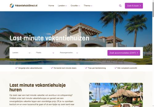 Screenshot van vakantiehuisdirect.nl