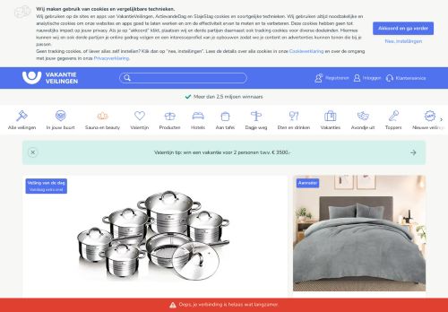 Screenshot van vakantieveilingen.nl