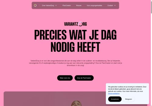 Screenshot van variantzorg.nl