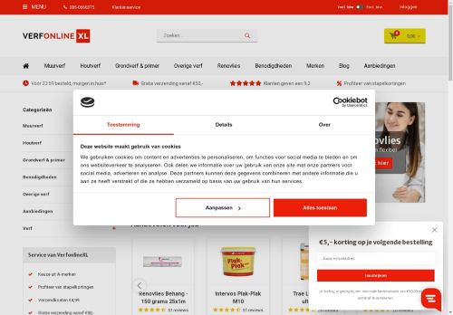 Screenshot van www.verfonline-xl.nl