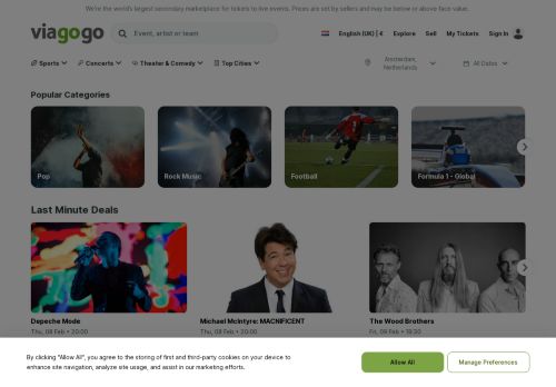 Screenshot van viagogo.nl