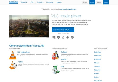 Screenshot van videolan.org