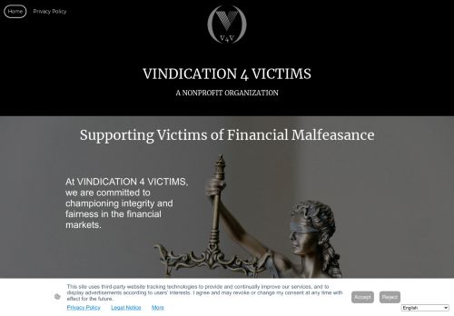 Screenshot van vindication4victims.org