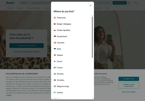 Screenshot van vinted.be