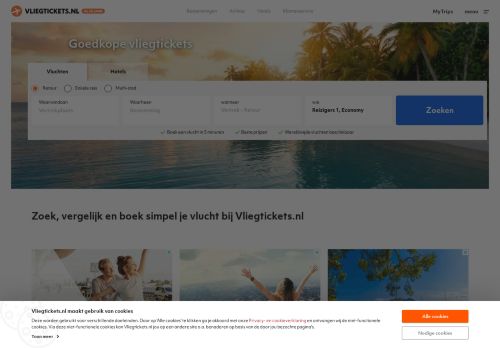 Screenshot van vliegtickets.nl