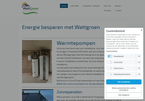 Screenshot van wattgroen.nl