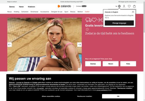 Screenshot van zalando.nl